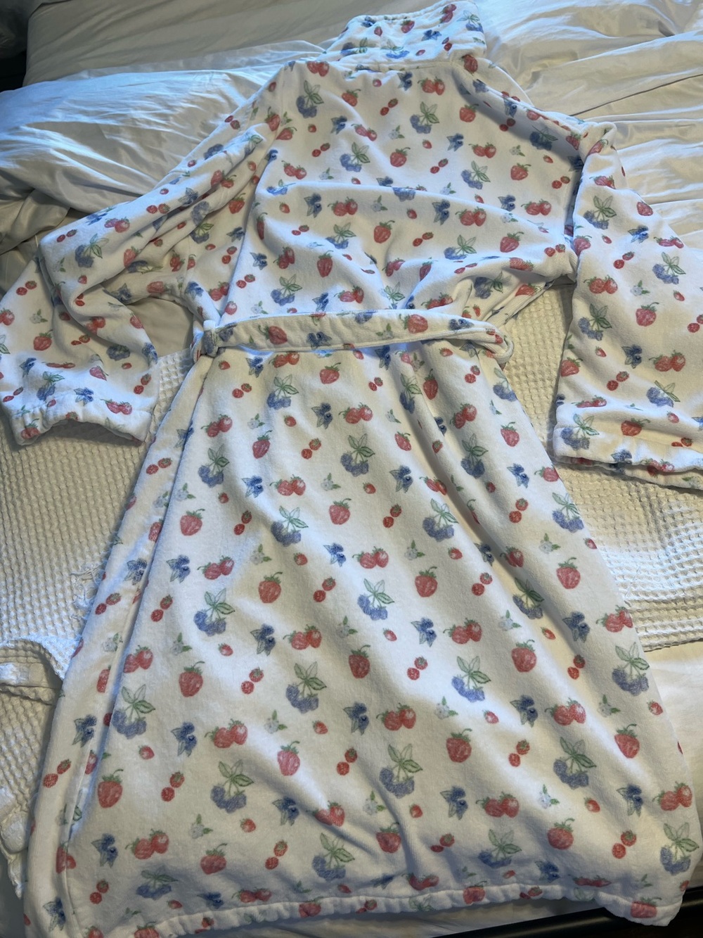 Djerf Avenue Summer Berries Print Terry Robe Organic Cotton Bathrobe XL - Picture 7 of 7